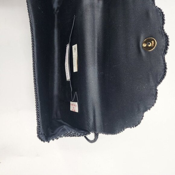 Bonwit Teller Vintage Beaded Evening Bag Long Strap‎ Crossbody Black - Picture 7 of 14